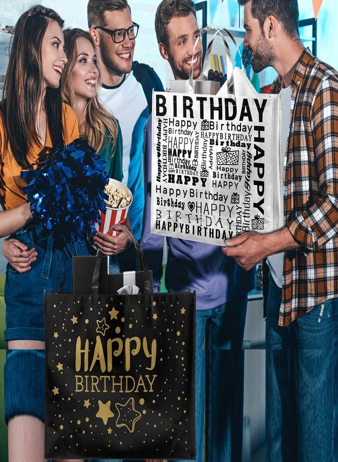 PerKoop 4 Pcs Extra Large Happy Birthday Gift Bags 20 x 16 Inch Jumbo White Black and Gold Gift Reusable Non Woven Birthday Party for Men Women Party Supplies - Image 5